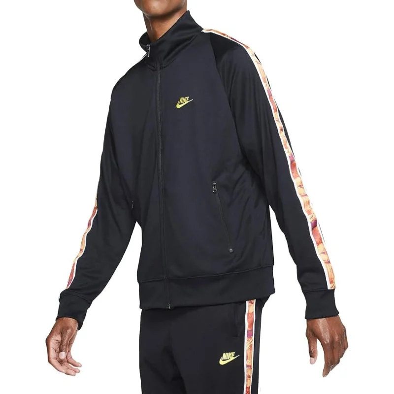 Camouflage sports jacket for running -Nike Organic Distortion Jacket Black/Yellow  CW4806-010 Men's