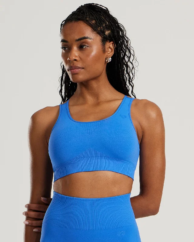 Sports bra with soft padding -Power Seamless Sports Bra | French Blue