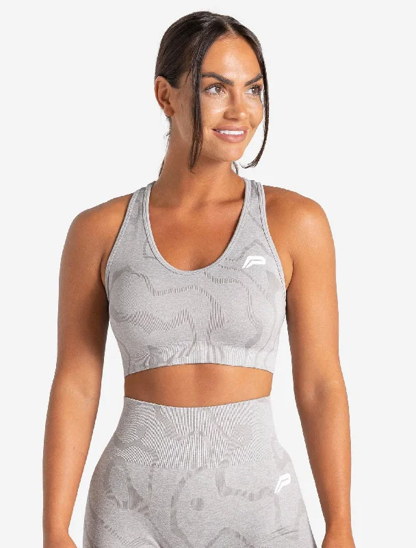 Sports bra for indoor cycling -Sustainable Seamless Sports Bra - Cloud Grey