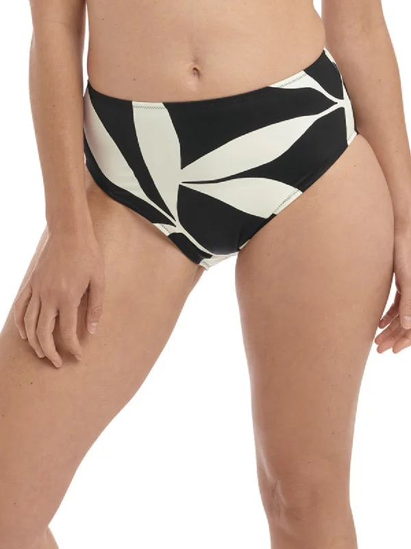 Swimwear for lake swimming -Ile De Re High Waist Bikini Brief - Black & Cream