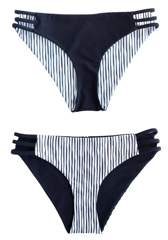 Swimwear for plus-size pool -ONYX - Tri Band BOTTOMS Reversible Black-White