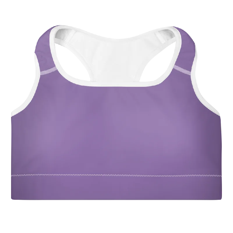 Sports bra for fitness beginners -Solid Purple Womens Padded Sports Bra