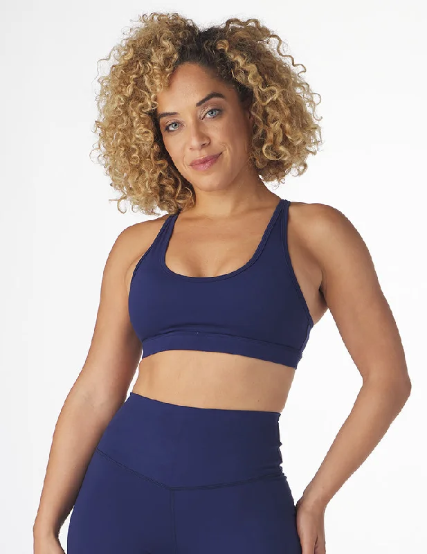 Sports bra with bold colors -Habit Former Bra: Indigo