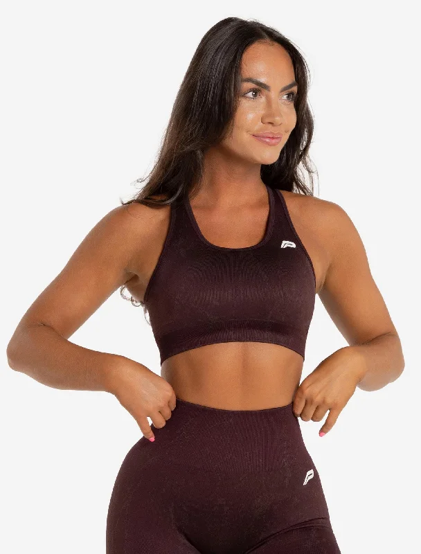 Best sports bra for hiking -Marble Seamless Sports Bra - Black Cherry