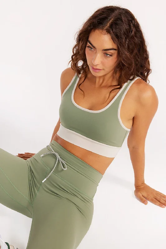 Sports bra with sleek straps -Blake contrast binding sports bra jade