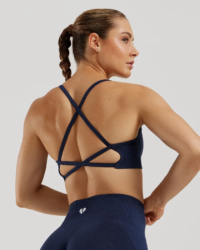 Sports bra for daily exercise -Define 2.0 Seamless Backless Bra | Sapphire Blue