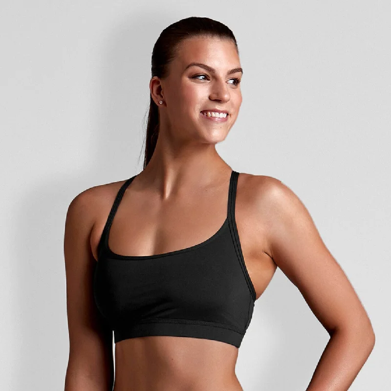 Swimwear with wave print -Still Black | Ladies Sports Top