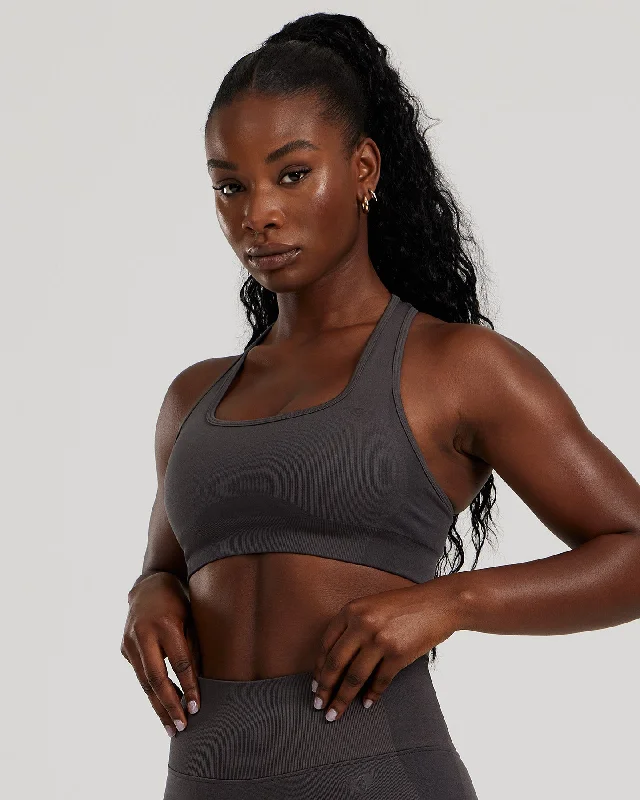 Sports bra for low impact -Motion Seamless Racer Back Bra | Graphite