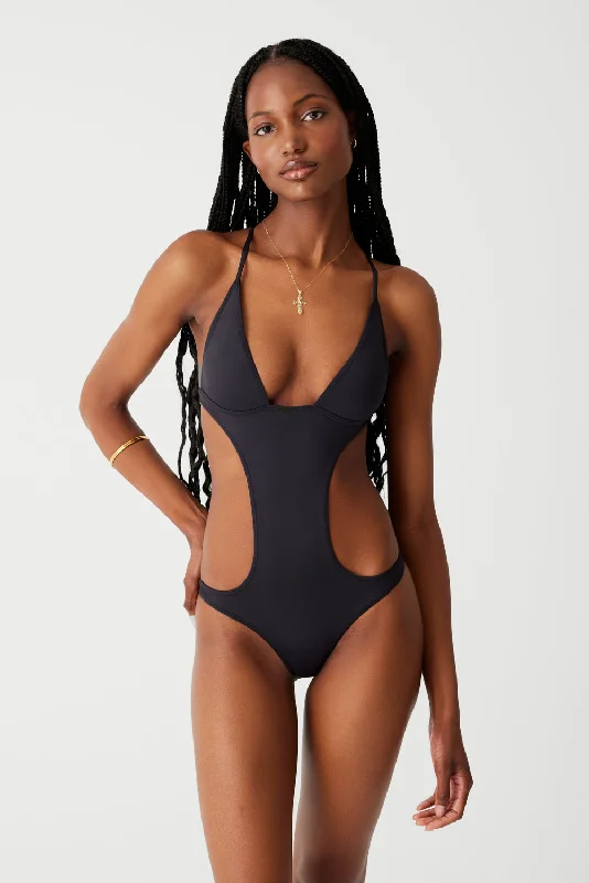 Navy swimwear for women’s pool -Cruise Monokini One Piece Swimsuit - Black