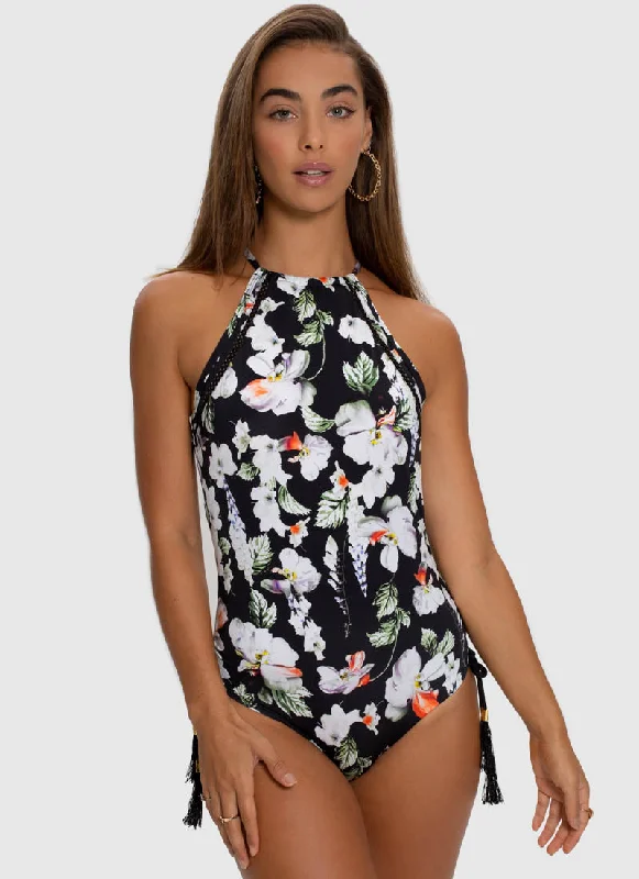 Swimwear with deep neckline -Arcadia Lustre One Piece