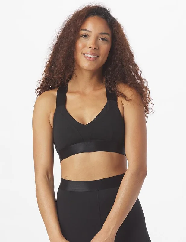 Sports bra with chic fit -Satin Bra: Black