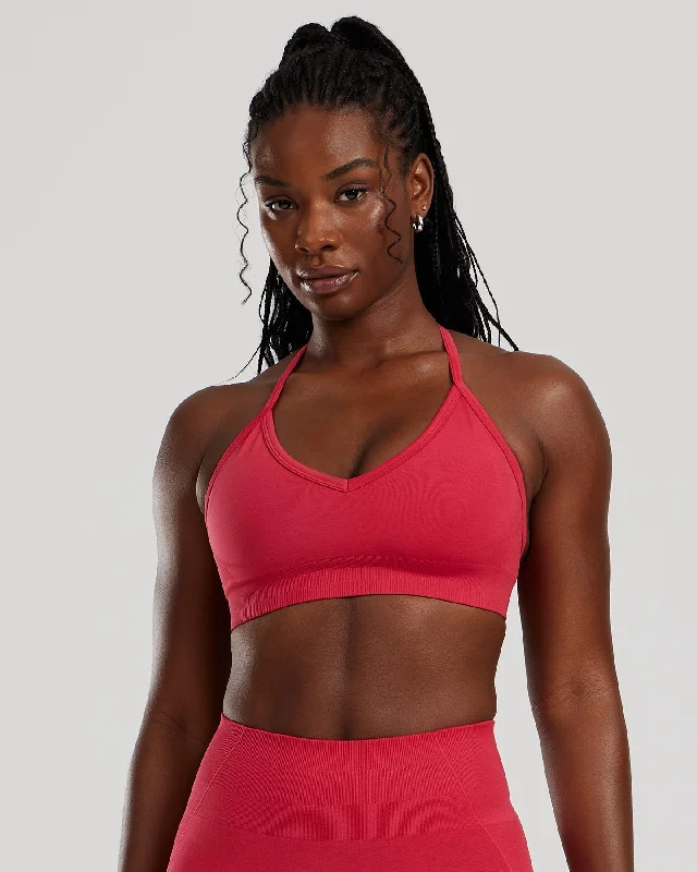 Sports bra with cool straps -Define 2.0 Seamless Halter Neck Bra | Viva Magenta