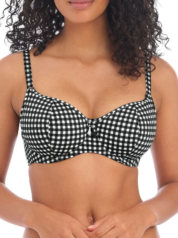 Swimwear for diving practice -Check In Sweetheart Bikini Top - Monochrome