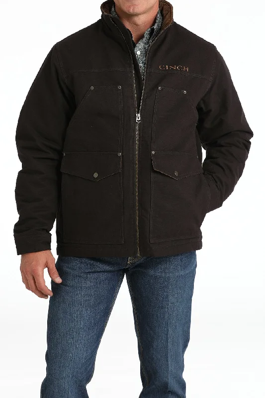 Sports jacket for winter sports -Men's Concealed Carry Canvas Jacket - Brown - (MWJ1068004)