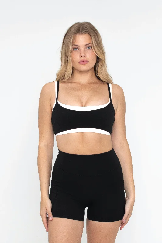 Sports bra with sleek straps -Layered Bra - Black