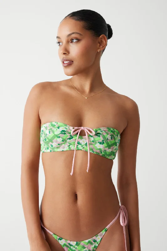 Bikini swimwear for beach -Meredith Plaid Bandeau Bikini Top - Baby Daisy