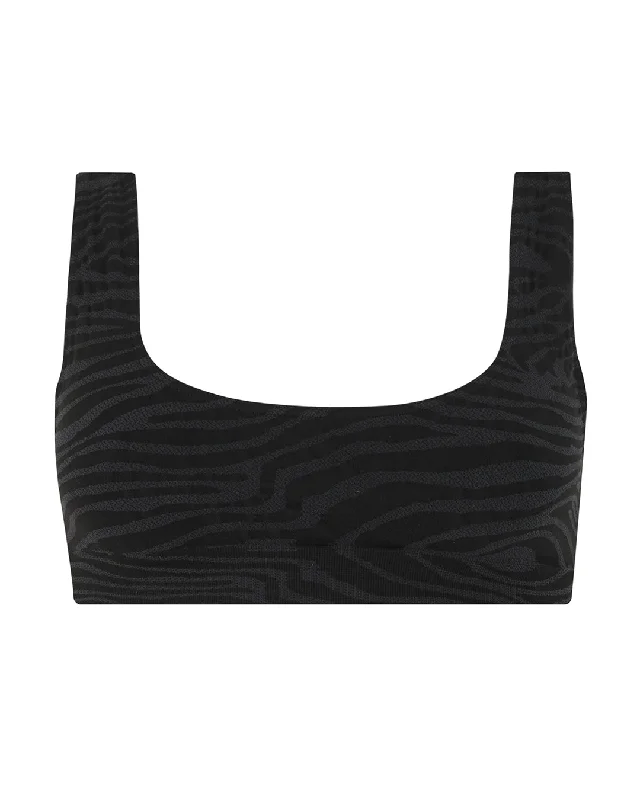 Sports bra for active moms -SERENE Bikini Bra Top | Zebra Jacquard