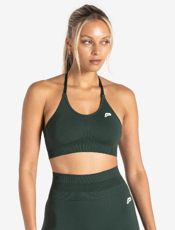 Sports bra with crisscross straps -Scrunch Seamless Sports Bra - Forest Green