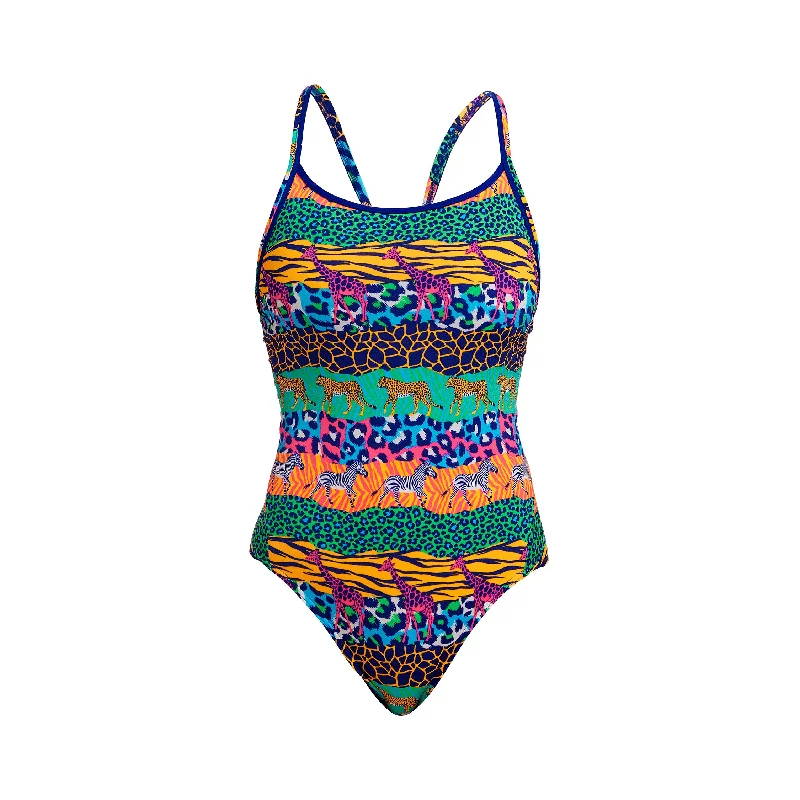 Patterned swimwear for pool -Gone Wild | Ladies Diamond Back One Piece