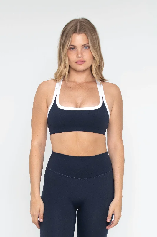 Sports bra for long workouts -Racer Bra - Navy