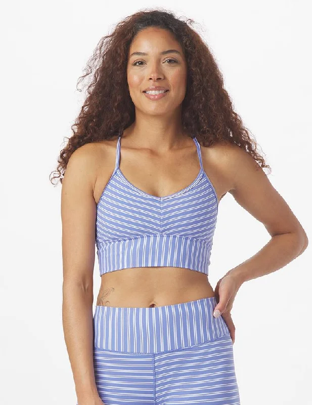 Sports bra with sleek straps -Premier Bra: Periwinkle Stripe