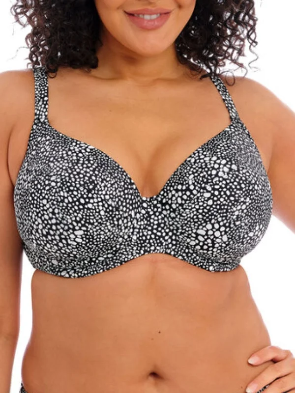 Camouflage swimwear for women’s pool -Pebble Cove Plunge Bikini Top - Black