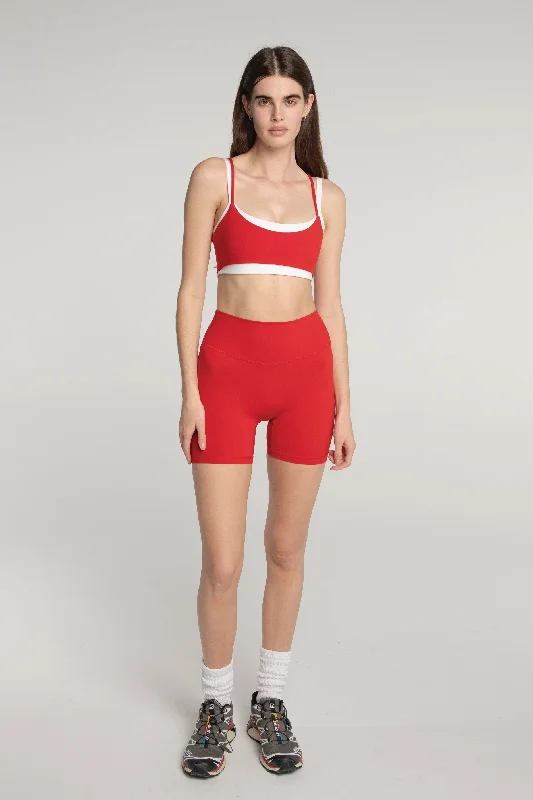 Sports bra with trendy design -Layered Bra - Cherry