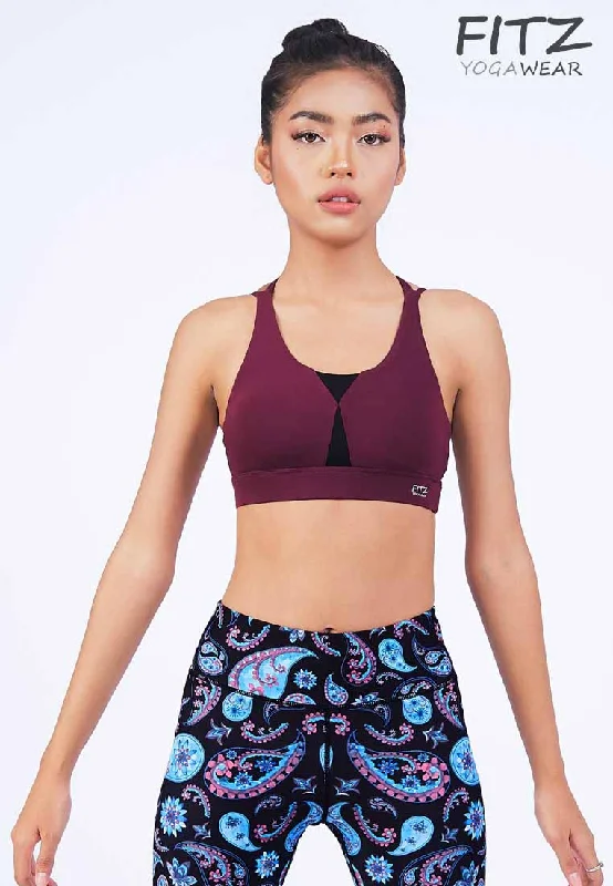 Sports bra with bold design -สปอร์ตบรา บราโยคะ บราออกกำลังกาย Fitz - Buno Sports Bra - Red *พร้อมส่ง*