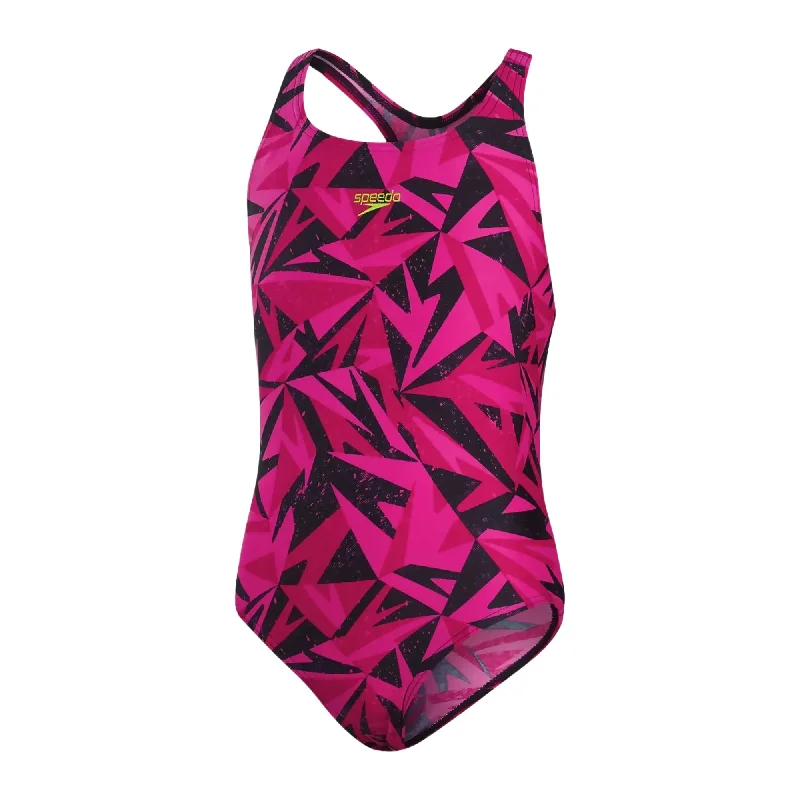 Patterned swimwear for fashion -Speedo Girl's Hyperboom Allover Medalist Swimsuit