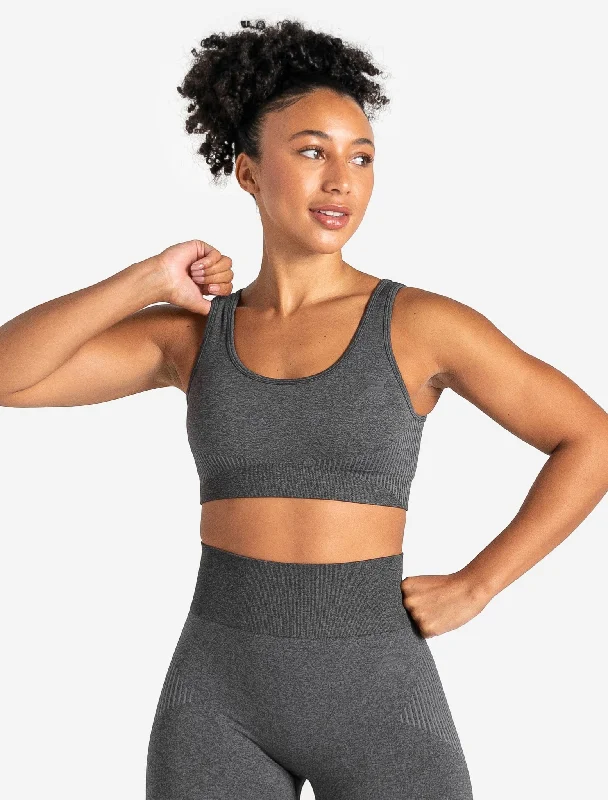 Sports bra for gym routines -ADAPT 2.0 Seamless Sports Bra - Charcoal