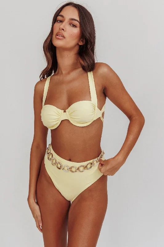 Swimwear with foam cups -Harmonia High Waist Bikini Bottom Butter