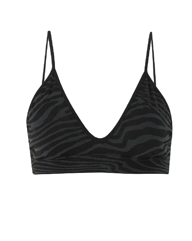 Sports bra for core workouts -BLISSFUL Bikini Bra Top | Zebra Jacquard