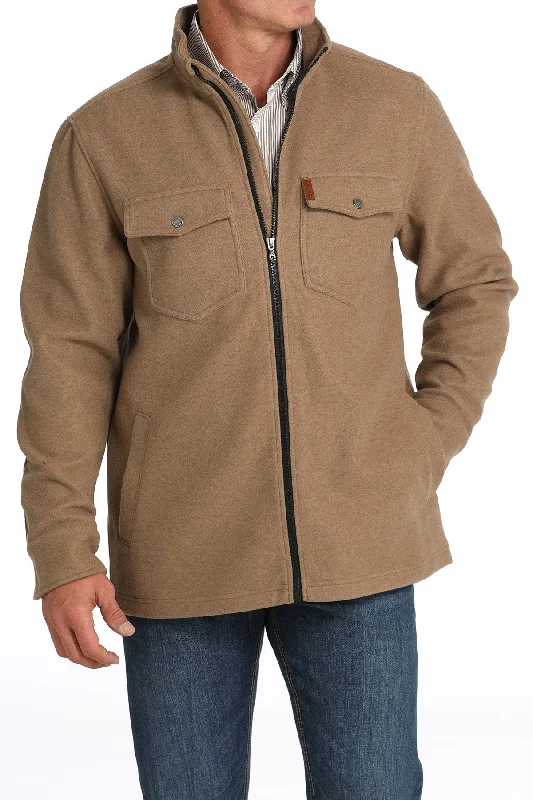 Sports jacket with night reflectors -Men's Shirt Jacket - Khaki - (MWJ1907002)