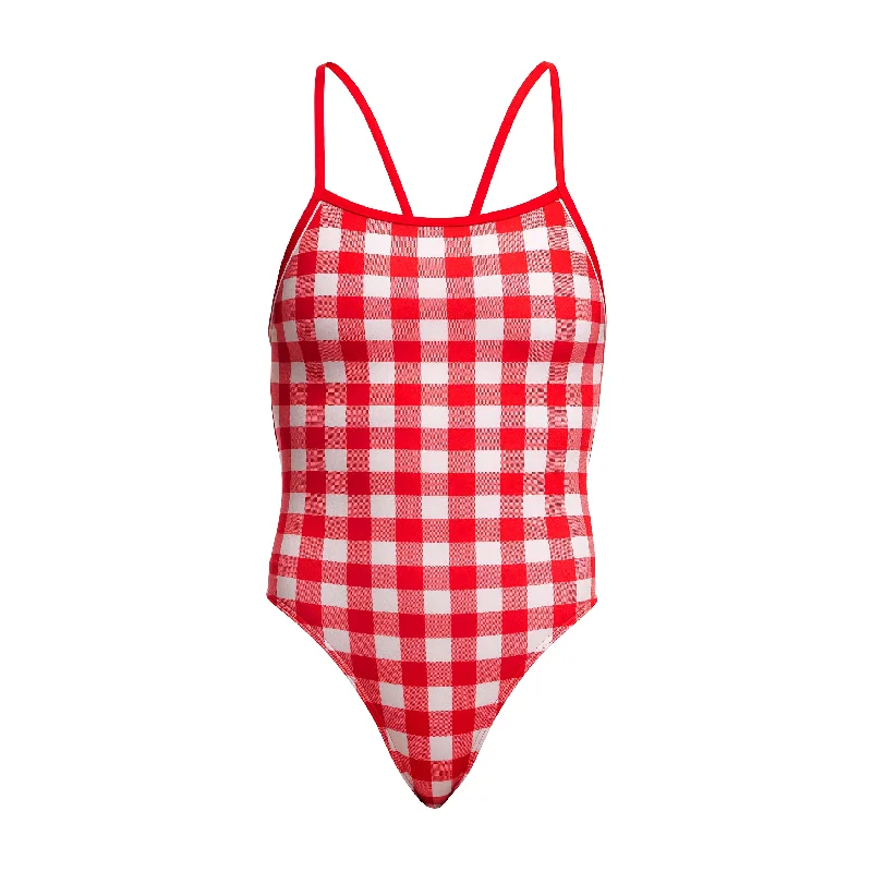 Swimwear for sea swimming -Red Checker | Ladies Single Strength In One Piece