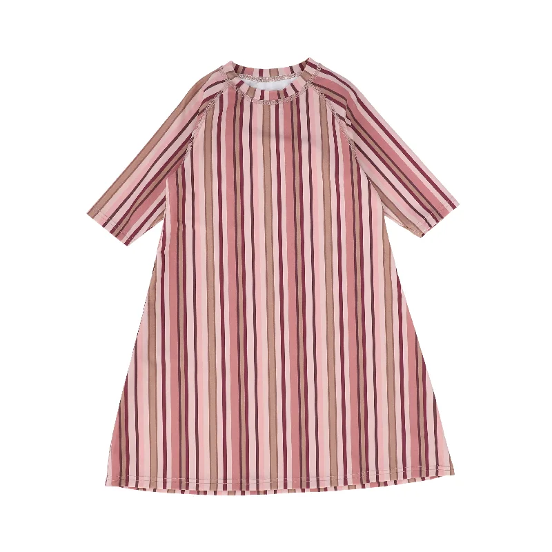 Pink swimwear for pool -WATER CLUB BURGUNDY  STRIPED COVER UP [FINAL SALE]