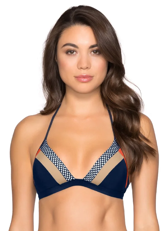 Sports bra with deep neckline -Ultraluxe Tri Bra Bikini Top - Ink