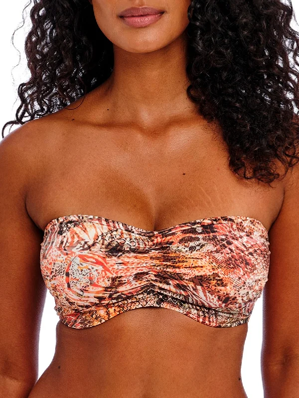 Long-sleeve swimwear for women -Desert Cat Bandeau Bikini Top - Sunset