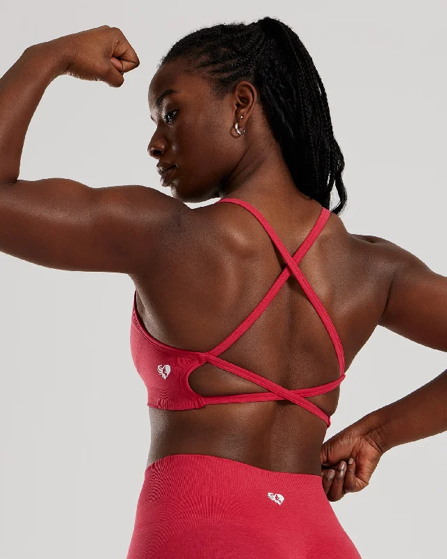 Sports bra for running class -Define 2.0 Seamless Backless Bra | Viva Magenta