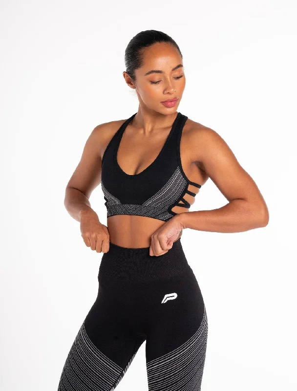 Sports bra for active runs -Impulse Seamless Sports Bra - Black