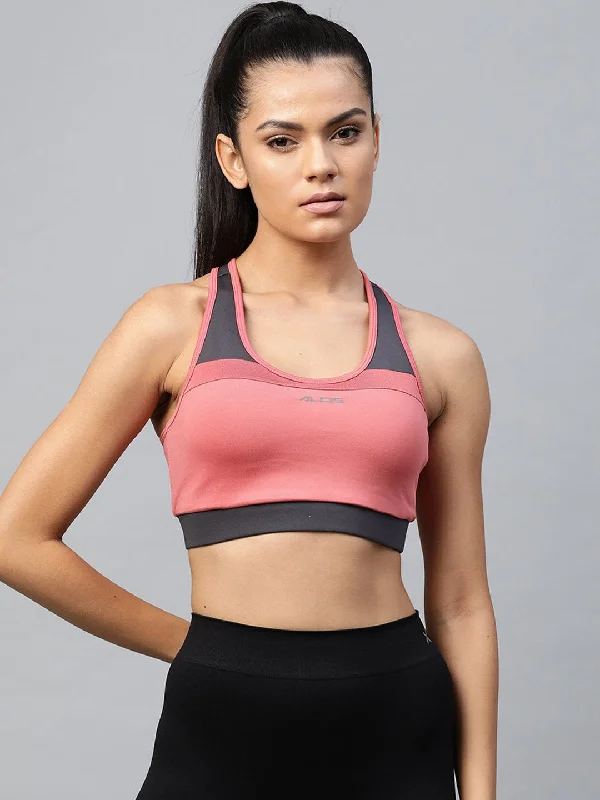 Sports bra for sensitive skin -Alcis Women Pink Full Coverage Lightly Padded Workout Bra