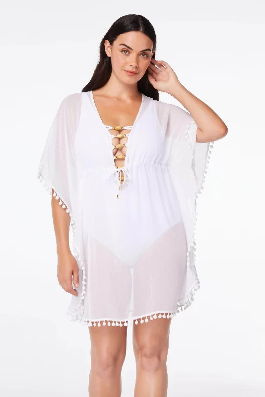 Plus-size swimwear for curves -Bleu Rod Beattie Gypset White Caftan