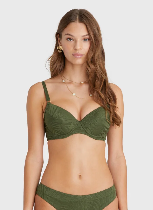 Swimwear with bold stripes -Olive Judy D/DD Cup Top