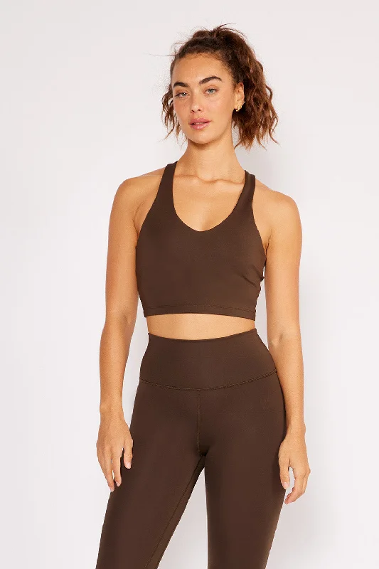 Sports bra with cool print -Carrie bra top chocolate