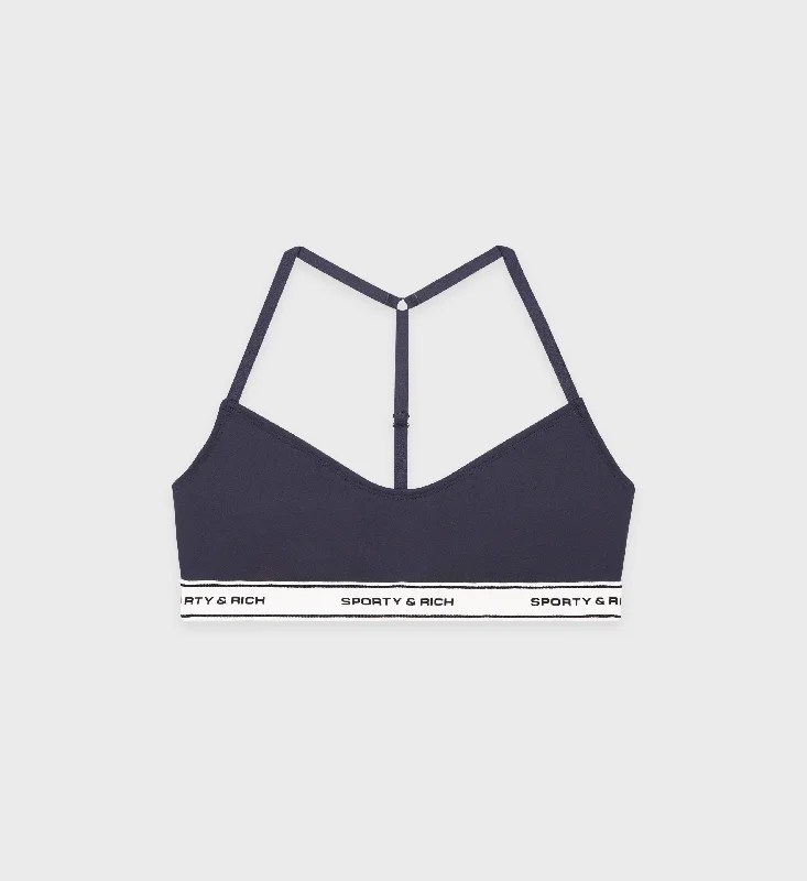 Sports bra for outdoor cardio -SR Bold Sports Bralette - Slate Blue/White