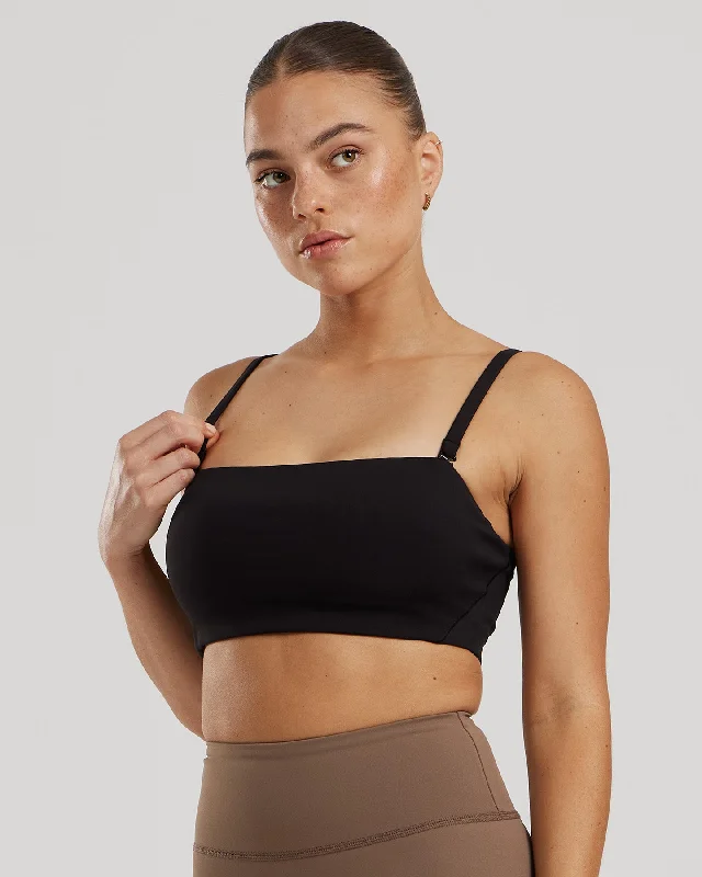 Sports bra for running goals -Essential Bandeau Convertible Bra | Black