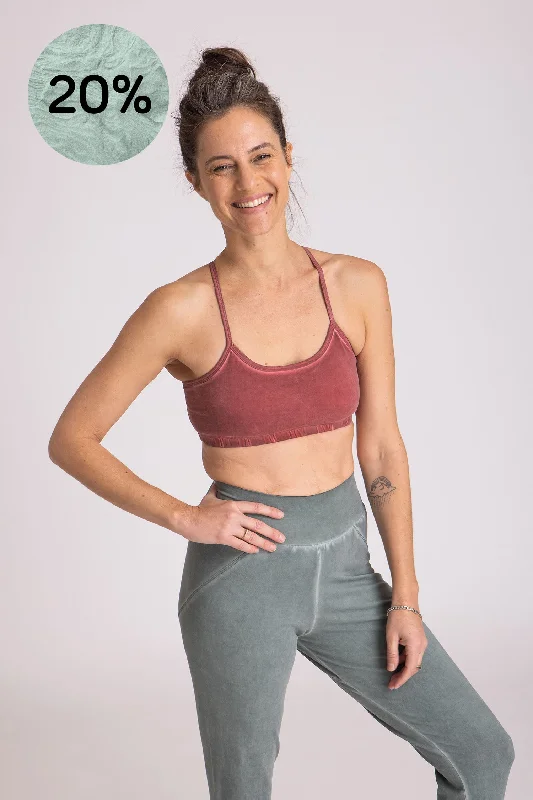 Sports bra with bright colors -Stonewash Criss Cross Bra