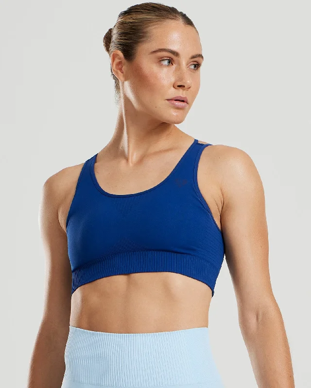 Sports bra with sleek fit -Power Seamless Sports Bra | Ink Blue