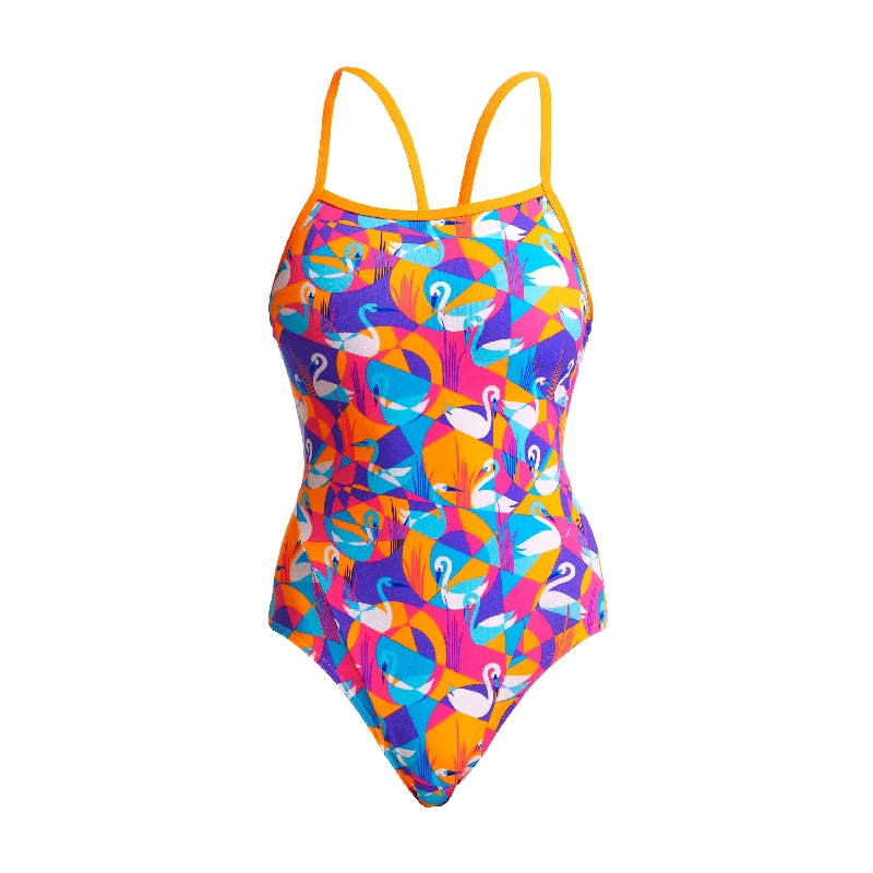 High-waisted swimwear for pool -Swim Swan | Ladies Single Strap One Piece