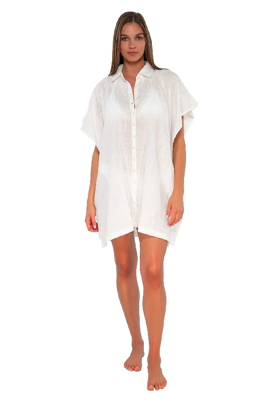 Bikini swimwear for beach -Sunsets White Lily Shore Thing Tunic