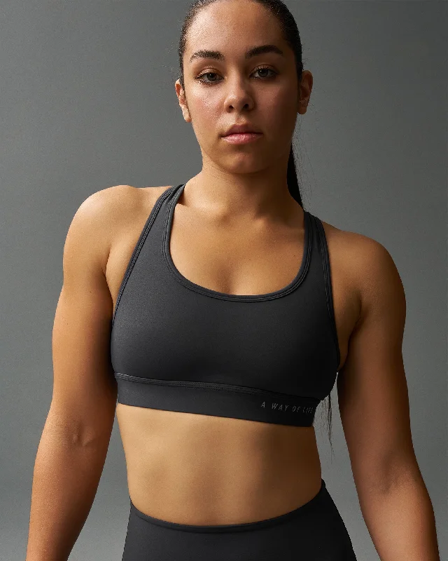 Sports bra with smooth straps -RUDIS Women's Sports Bra - Charcoal